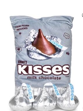 Kiss Milk Chocolate Graphic Accent Pillow in Silver and Brown